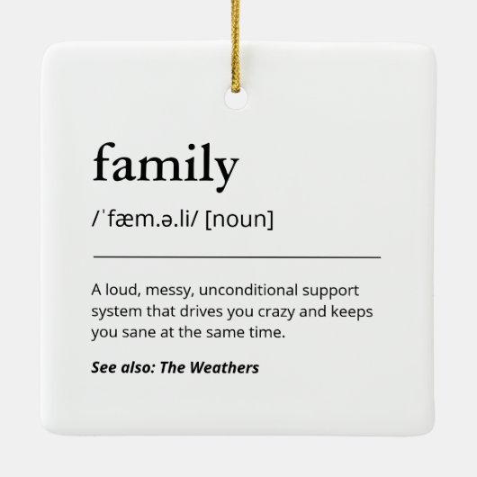 Weihnachtsdekor Familiendefinition Keepake Urlaub Keramikornament (Rückseite)