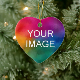 Weihnachtsdekor Foto doppelseitiges Herz hochladen Keramik Ornament