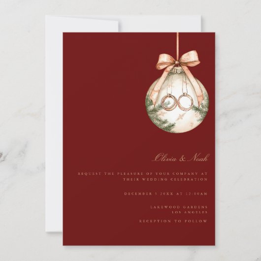 Weihnachtsdekor Hochzeitskarte Einladung (Vorderseite)