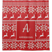 Weihnachtsdekor niedlicher Strick Schneeflocken Duschvorhang (Vorderseite)