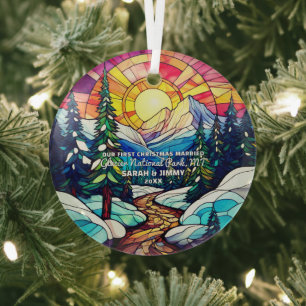 Weihnachtsdekor Rocky Mountain Colorado Verheirate Ornament Aus Glas