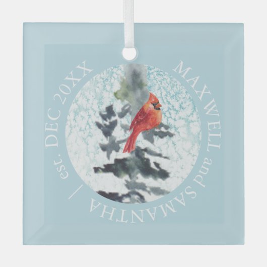 Weihnachtsdekor rustikal Custom Wedding Blue Ornament Aus Glas (Vorderseite)