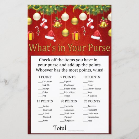 Weihnachtsdekor Was ist in deinem Handtaschenspiel (Vorderseite)