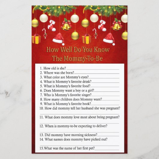 Weihnachtsdekor wie gut kennen Sie Spiel (Vorderseite)