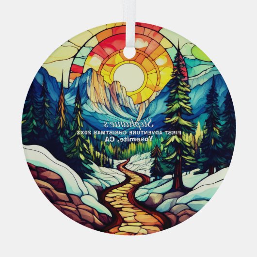 Weihnachtsdekor Yosemite California Erlebniswander Ornament Aus Glas (Rückseite)