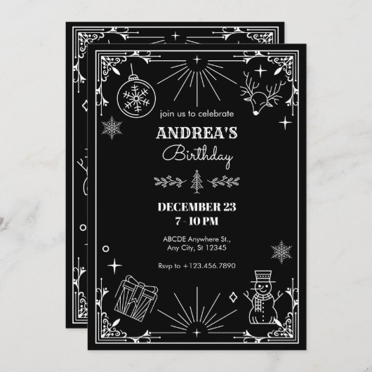 Weihnachtsdekoration aus Deko der Schwarzen Kunst Einladung (Vorne/Hinten)