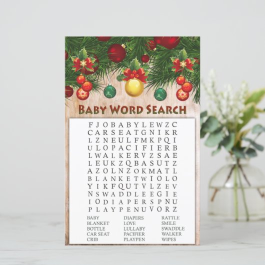 Weihnachtsdekoration Baby Shower Word Search Game (Stehend Vorderseite)