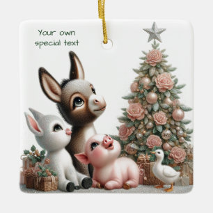 Weihnachtsdekoration Bauernhof-Tiere Keramikornament