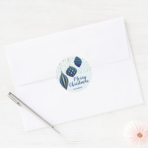 Weihnachtsdekoration Blau Gold KLEIN Feiertage Runder Aufkleber