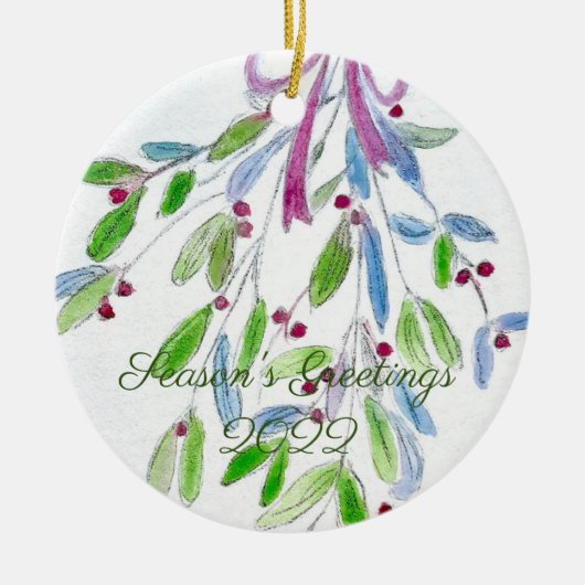 Weihnachtsdekoration der Mistletoe-Keramik Keramik Ornament (Vorne)