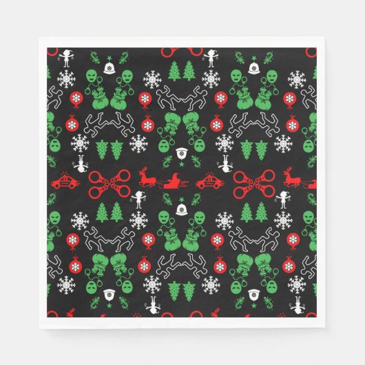 Weihnachtsdekoration der Polizei Serviette (Vorderseite)