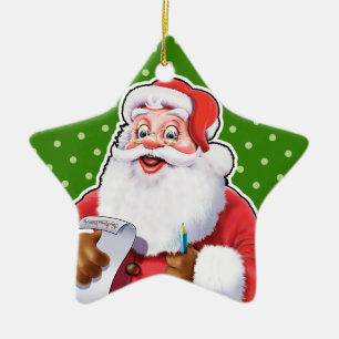 Weihnachtsdekoration Der Weihnachtsmann überprüft  Keramik Ornament
