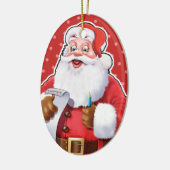Weihnachtsdekoration Der Weihnachtsmann überprüft Keramik Ornament (Links)