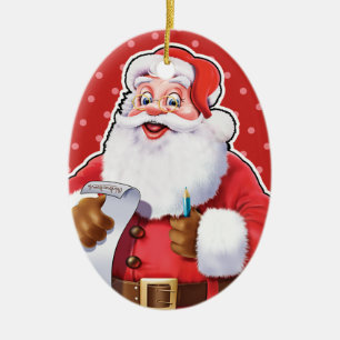 Weihnachtsdekoration Der Weihnachtsmann überprüft  Keramik Ornament