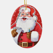 Weihnachtsdekoration Der Weihnachtsmann überprüft Keramik Ornament (Hinten)