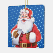 Weihnachtsdekoration Der Weihnachtsmann überprüft Keramikornament (Links)
