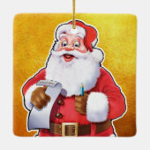 Weihnachtsdekoration Der Weihnachtsmann überprüft  Keramikornament (Rückseite)