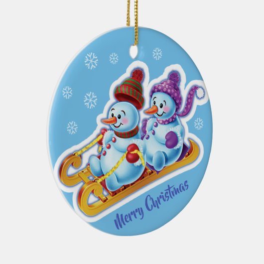 Weihnachtsdekoration Doppel Snowmen Schneesport Keramik Ornament (Rechts)