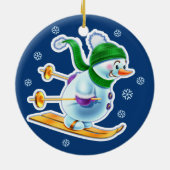 Weihnachtsdekoration Doppel Snowmen Schneesport Keramik Ornament (Hinten)