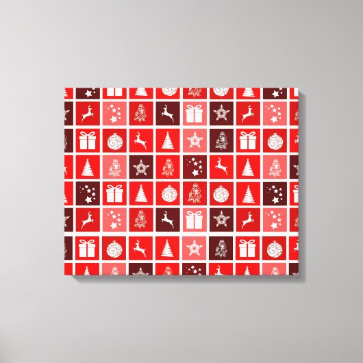 Weihnachtsdekoration Feiertage Rotes Muster Leinwanddruck (Vorderseite)
