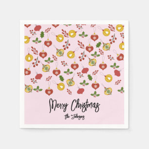 Weihnachtsdekoration Festliches Grün Rosa       Serviette