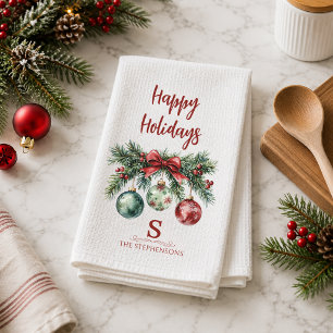 Weihnachtsdekoration Frohe Feiertage Monogramm Nam Geschirrtuch