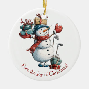 Weihnachtsdekoration für Golfliebhaber - Snowman D Keramik Ornament