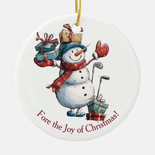 Weihnachtsdekoration für Golfliebhaber - Snowman D Keramik Ornament (Vorne)