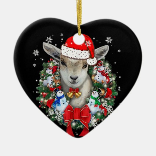 Weihnachtsdekoration für Ziegen Weihnachtsgeschenk Keramik Ornament (Vorne)