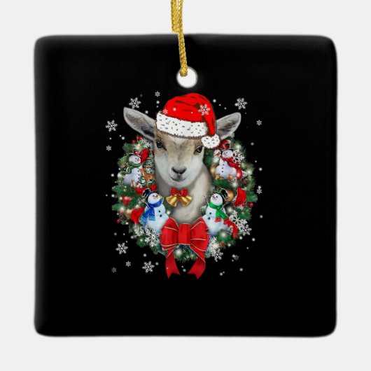Weihnachtsdekoration für Ziegen Weihnachtsgeschenk Keramikornament (Vorderseite)