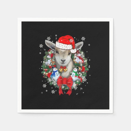 Weihnachtsdekoration für Ziegen Weihnachtsgeschenk Serviette (Vorderseite)