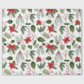 Weihnachtsdekoration Grüne Pflanze Wasserfarbe Geschenkpapier (Flach)