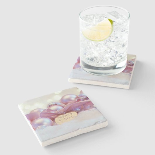 Weihnachtsdekoration Gruß Steinuntersetzer (Seitenansicht)