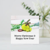 Weihnachtsdekoration im Tennis mit Ball und Band (Stehend Vorderseite)