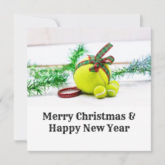 Weihnachtsdekoration im Tennis mit Ball und Band (Vorderseite)