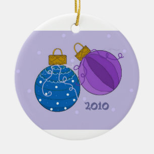Weihnachtsdekoration in Blau und Lila Keramikornament