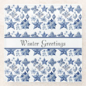 Weihnachtsdekoration in Delft Blue anpassbar Glasuntersetzer (Vorderseite)