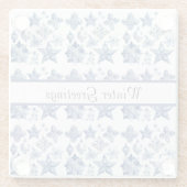 Weihnachtsdekoration in Delft Blue anpassbar Glasuntersetzer (Rückseite)