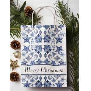 Weihnachtsdekoration in Delft Blue anpassbar Mittlere Geschenktüte