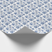 Weihnachtsdekoration in Delft Blue Metal Ornament Geschenkpapier (Ecke)