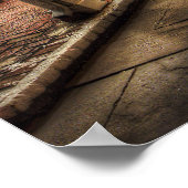 Weihnachtsdekoration in der Stadt mit Schneemann i Poster (Ecke)