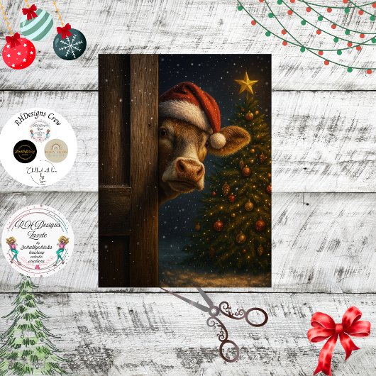 Weihnachtsdekoration Kuh Wandkunst Seidenpapier