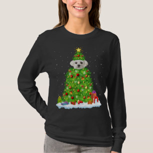 Weihnachtsdekoration Lichter Santa Malteser Hund W T-Shirt