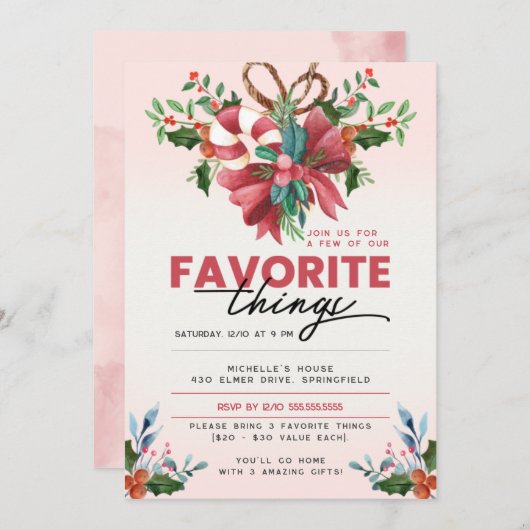 Weihnachtsdekoration Lieblingsessen Party Einladung (Vorne/Hinten)