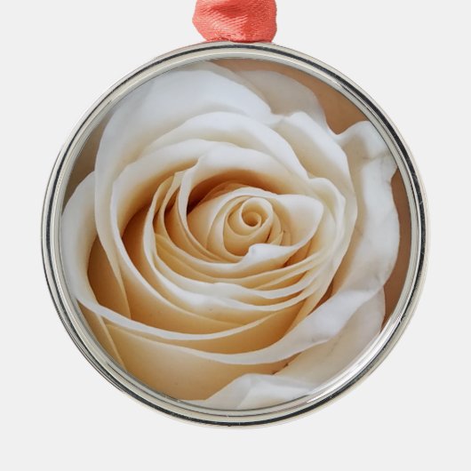 Weihnachtsdekoration mit Blumen in Weiß Rose Ornament Aus Metall (Vorne)