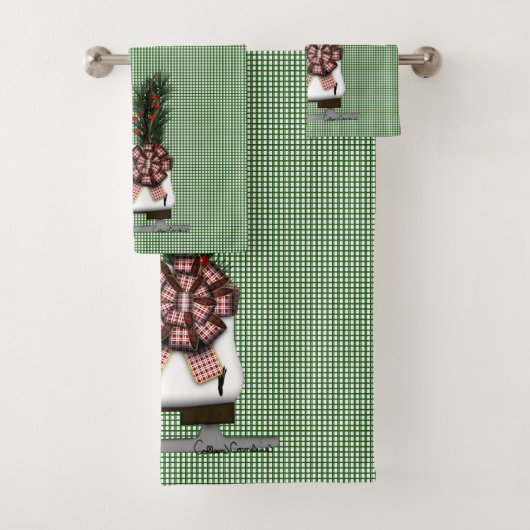 Weihnachtsdekoration mit Tartan Bow im Skate Badhandtuch Set (Insitu)