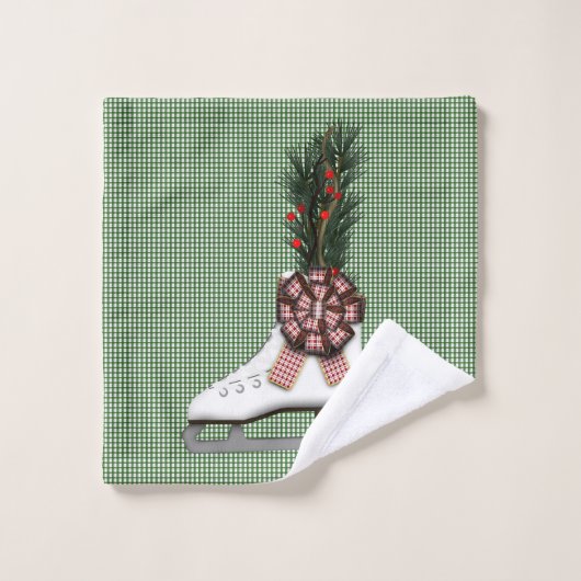 Weihnachtsdekoration mit Tartan Bow im Skate Badhandtuch Set (Waschlappen)