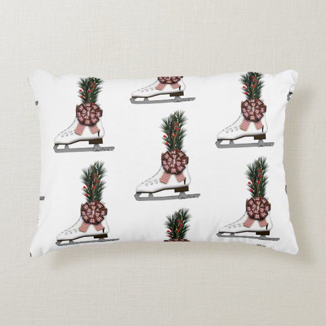 Weihnachtsdekoration mit Tartan Bow im Skate Dekokissen (Vorderseite)