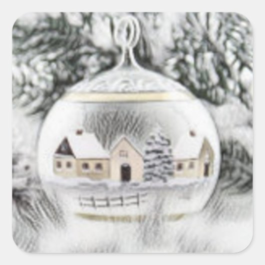 Weihnachtsdekoration Ornamente Wasserfarben Quadratischer Aufkleber (Vorderseite)