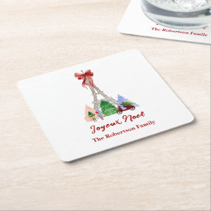 Weihnachtsdekoration Paris Eiffelturm personalisie Rechteckiger Pappuntersetzer